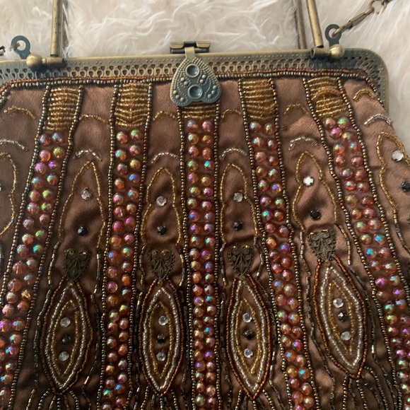 Vintage Beaded Brown Handbag - Picture 6 of 9